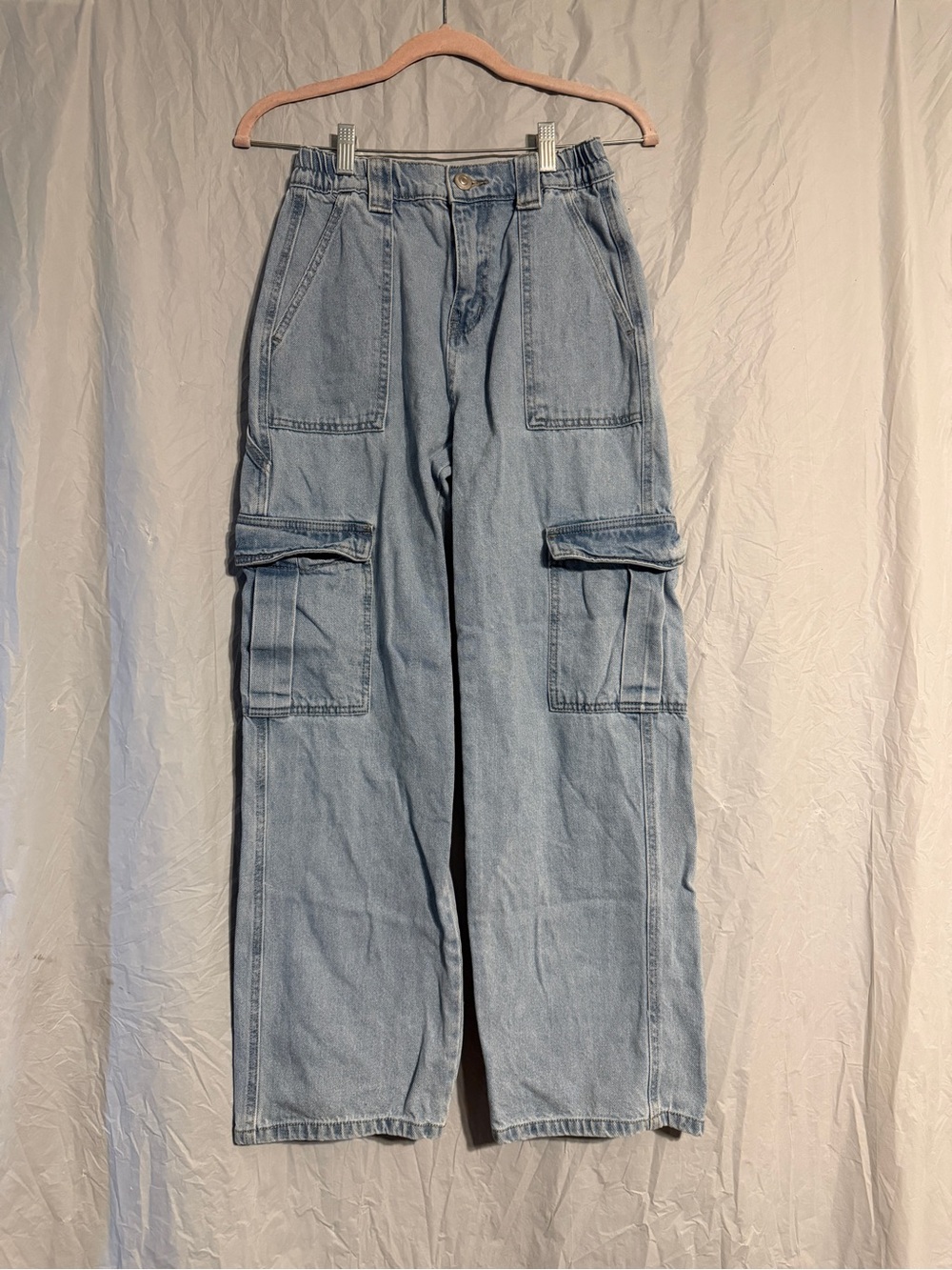 Wax Jean Collection Women’s Small Light Wash Baggy Denim Cargo Pants Y2K